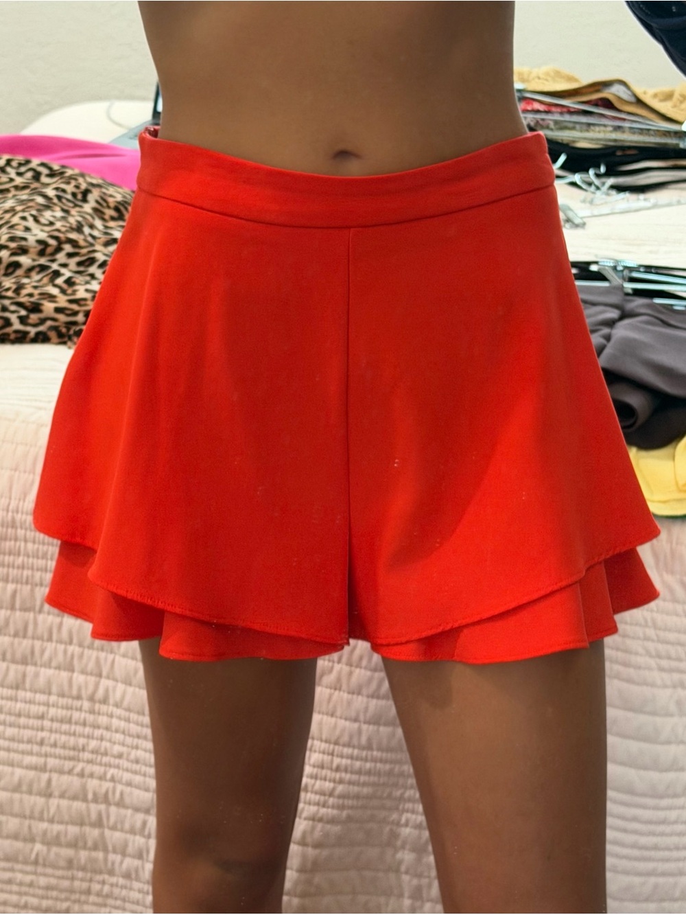 Zara Bright Red Layered Skort